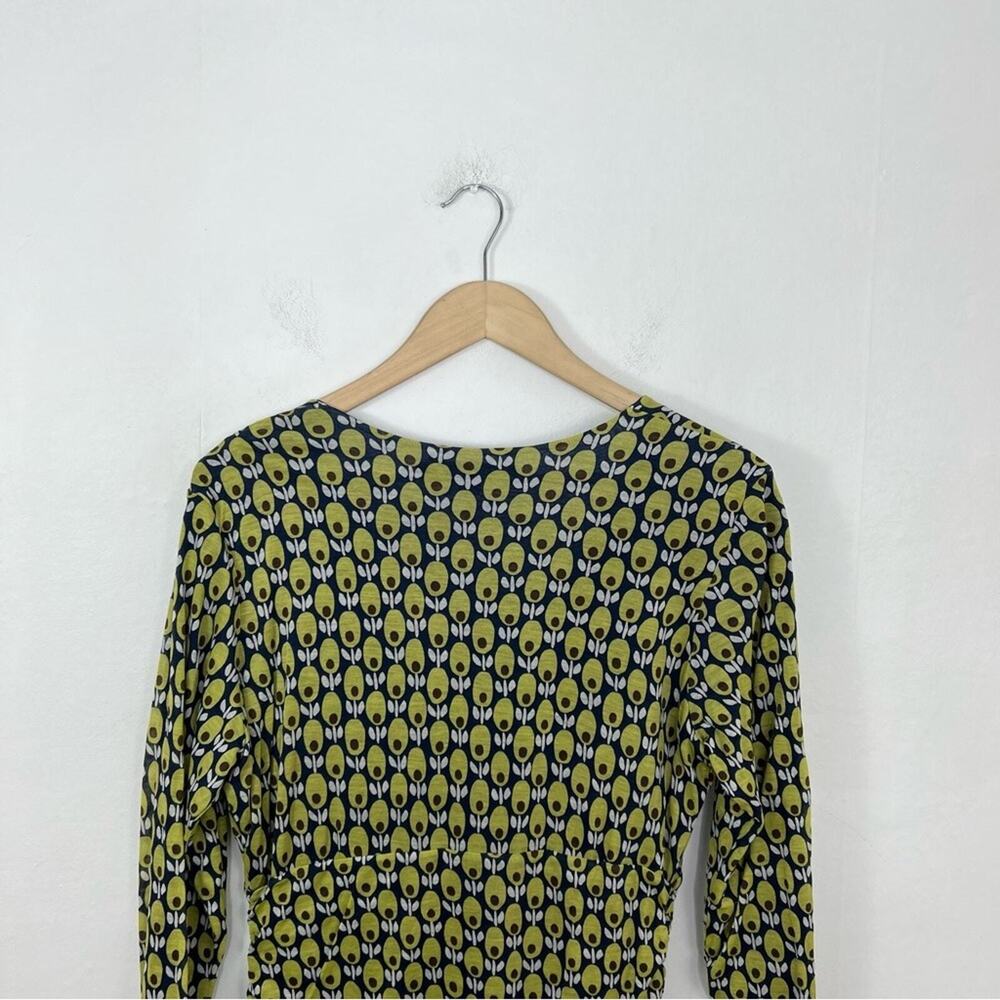 Boden Double Layer Surplice Faux Wrap Olive Avocado V-Neck Dress Size 10 Long - Picture 8 of 14